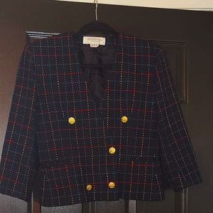 Vintage Jones New York Blazer Navy Blue Petite Size 8